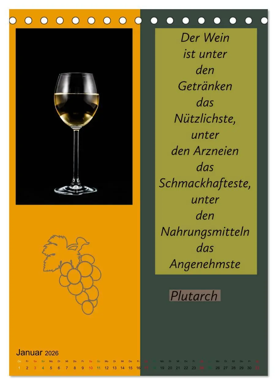 Bild: 9783516376548 | WEIN Weisheiten und Sprichworte (Tischkalender 2026 DIN A5 hoch),...