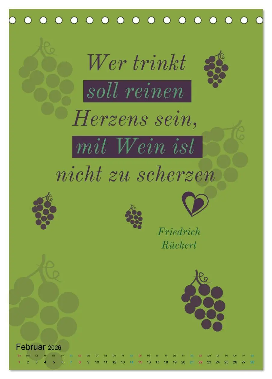 Bild: 9783516376548 | WEIN Weisheiten und Sprichworte (Tischkalender 2026 DIN A5 hoch),...