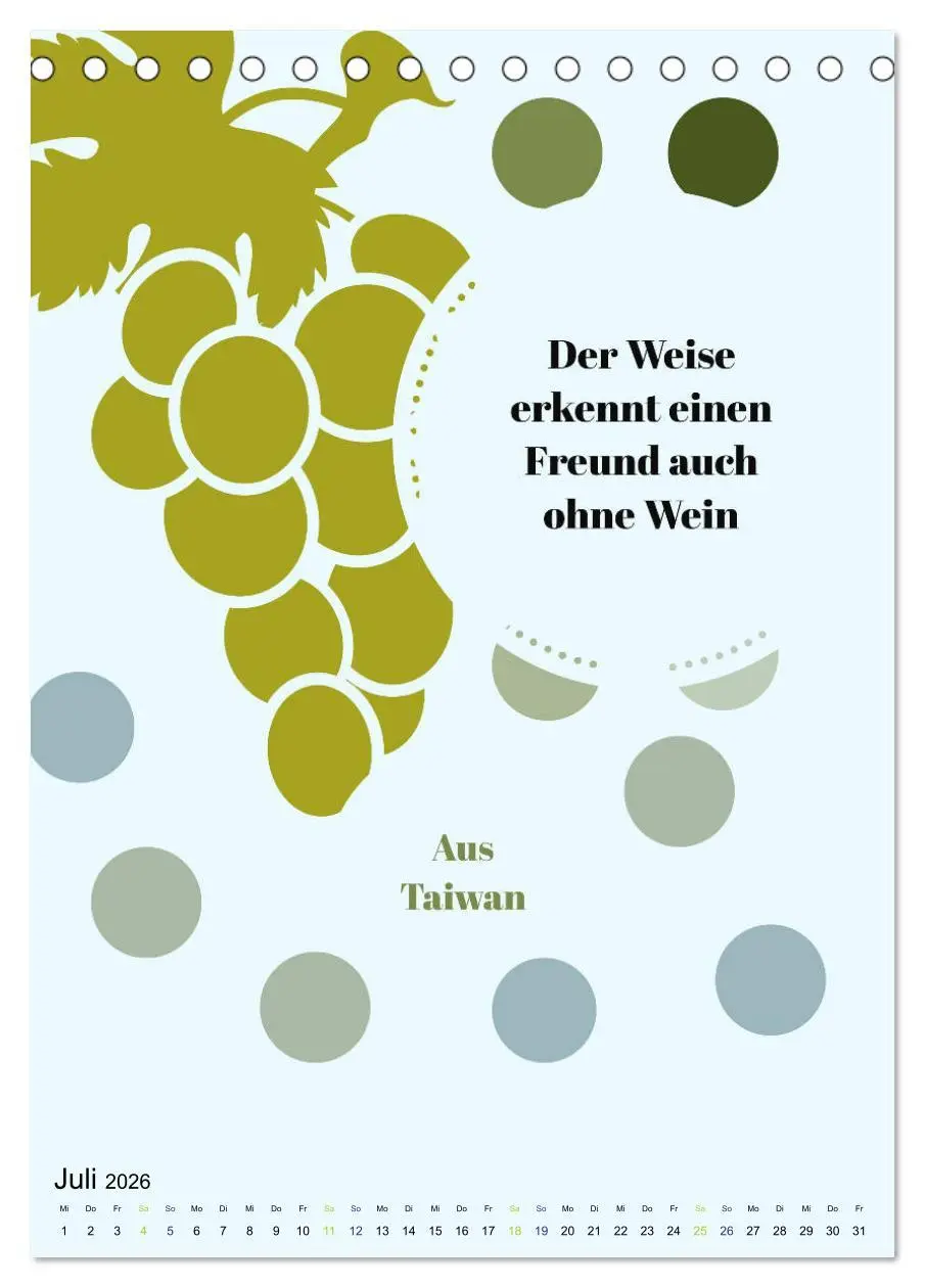 Bild: 9783516376548 | WEIN Weisheiten und Sprichworte (Tischkalender 2026 DIN A5 hoch),...
