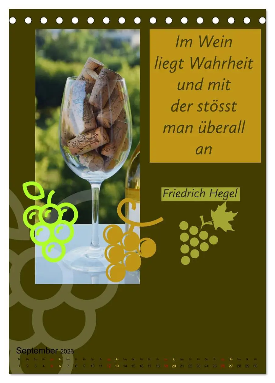 Bild: 9783516376548 | WEIN Weisheiten und Sprichworte (Tischkalender 2026 DIN A5 hoch),...
