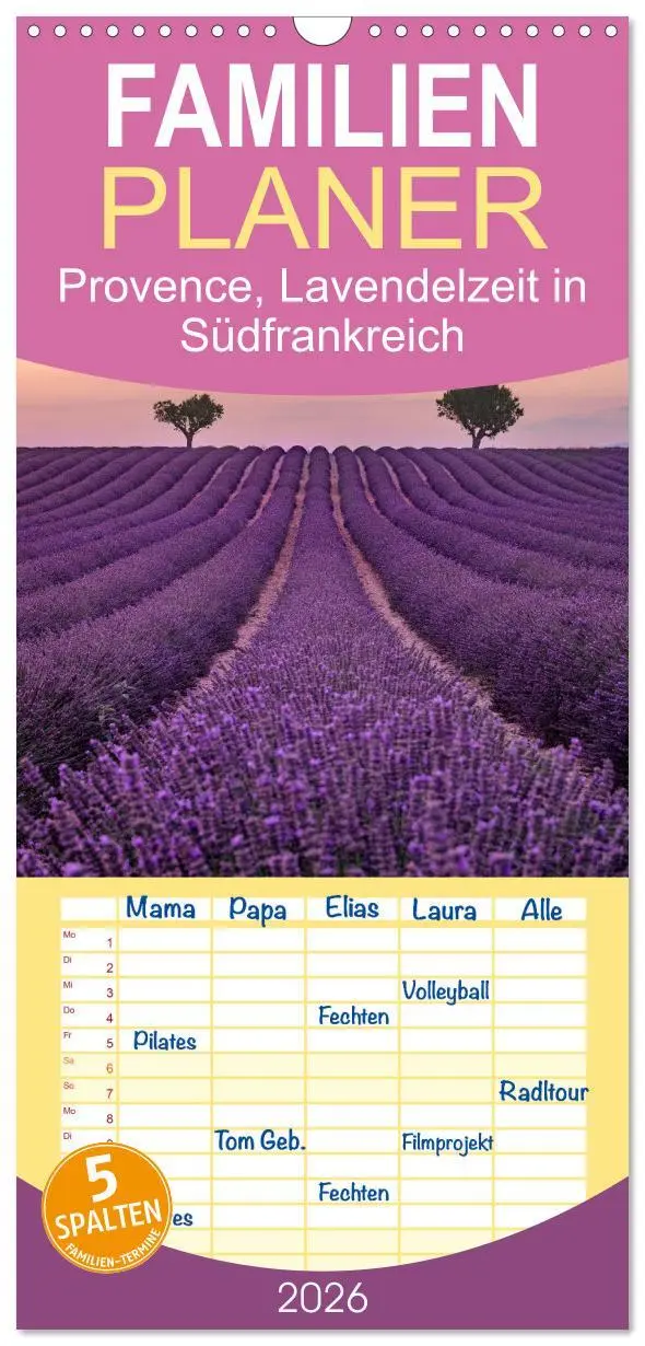 Cover: 9783516516548 | Familienplaner 2026 - Provence, Lavendelzeit in Südfrankreich mit 5...