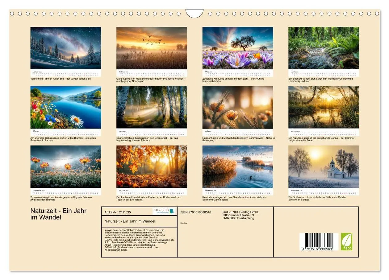 Bild: 9783516686548 | Naturzeit - Ein Jahr im Wandel (Wandkalender 2026 DIN A3 quer),...