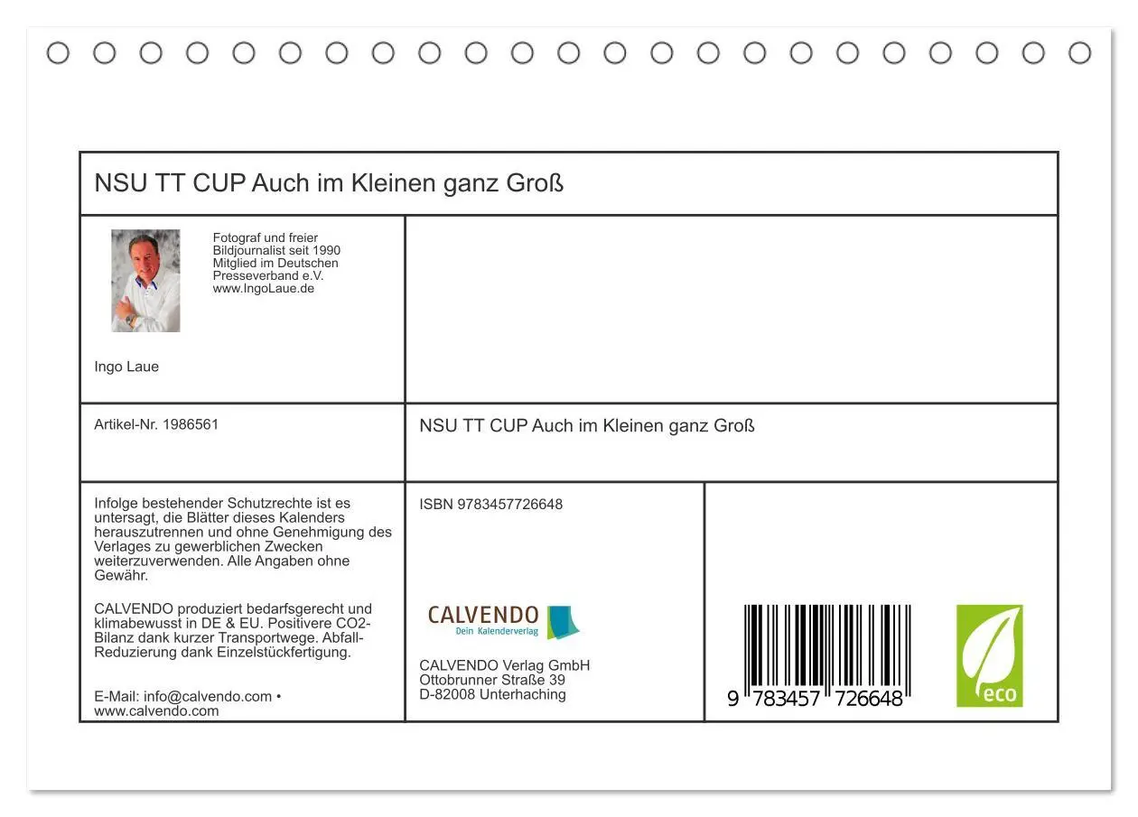 Bild: 9783457726648 | NSU TT CUP Auch im Kleinen ganz Groß (Tischkalender 2026 DIN A5...