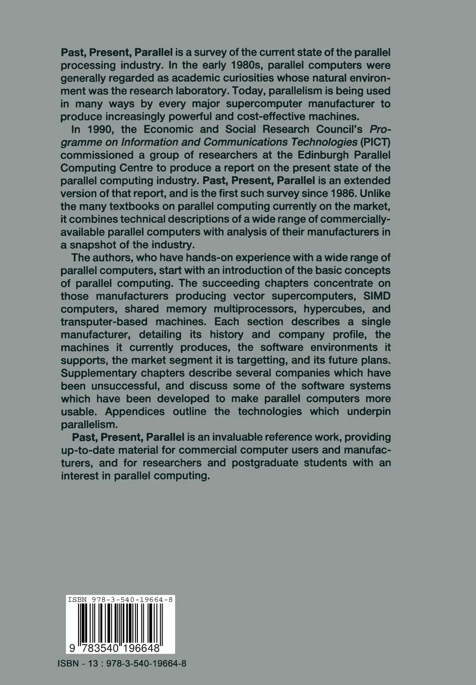 Rückseite: 9783540196648 | Past, Present, Parallel | Arthur Trew (u. a.) | Taschenbuch | xix