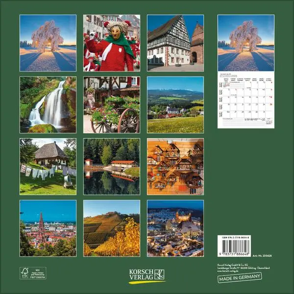 Bild: 9783731886648 | Schwarzwald 2026 | Verlag Korsch | Kalender | 13 S. | Deutsch | 2026