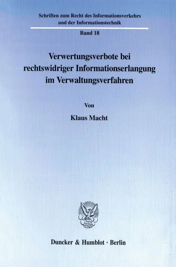 Cover: 9783428096848 | Verwertungsverbote bei rechtswidriger Informationserlangung im...
