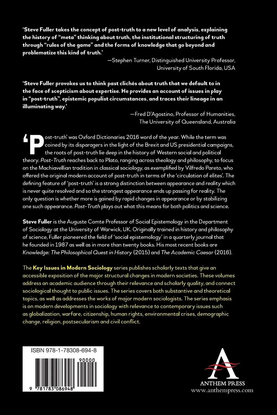 Rückseite: 9781783086948 | Post-Truth | Knowledge As A Power Game | Steve Fuller | Taschenbuch