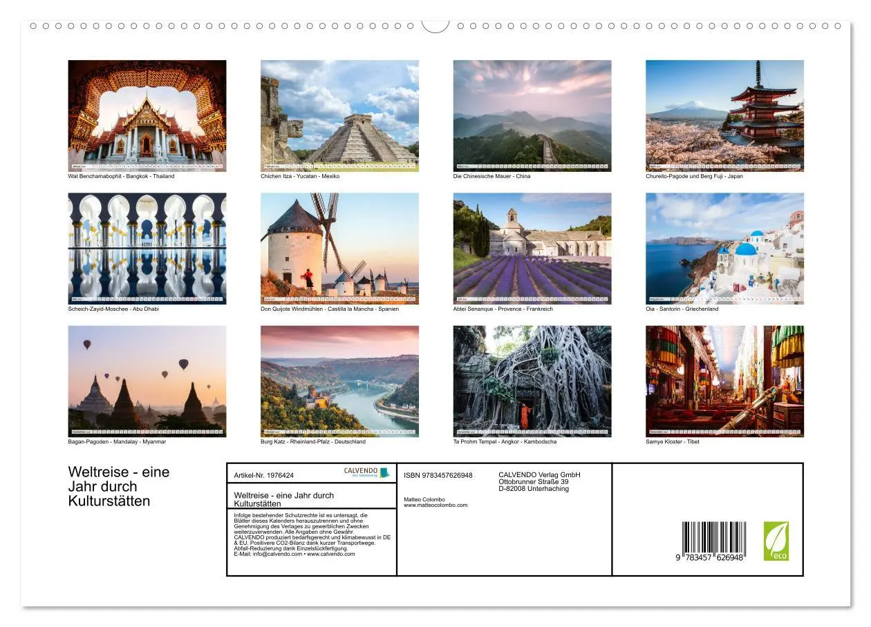 Bild: 9783457626948 | Weltreise - eine Jahr durch Kulturstätten (Wandkalender 2026 DIN A2...