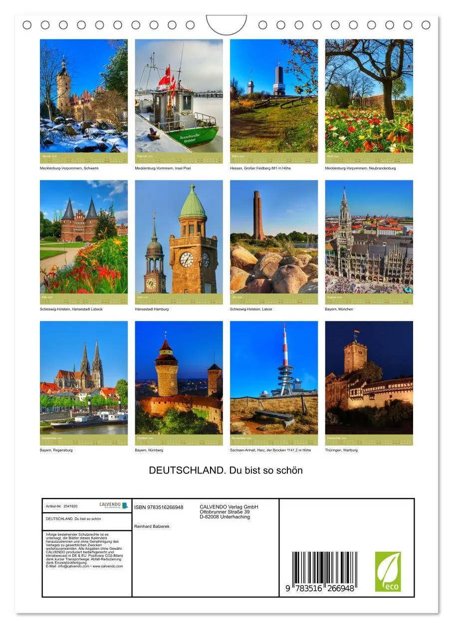 Bild: 9783516266948 | DEUTSCHLAND. Du bist so schön (Wandkalender 2026 DIN A4 hoch),...
