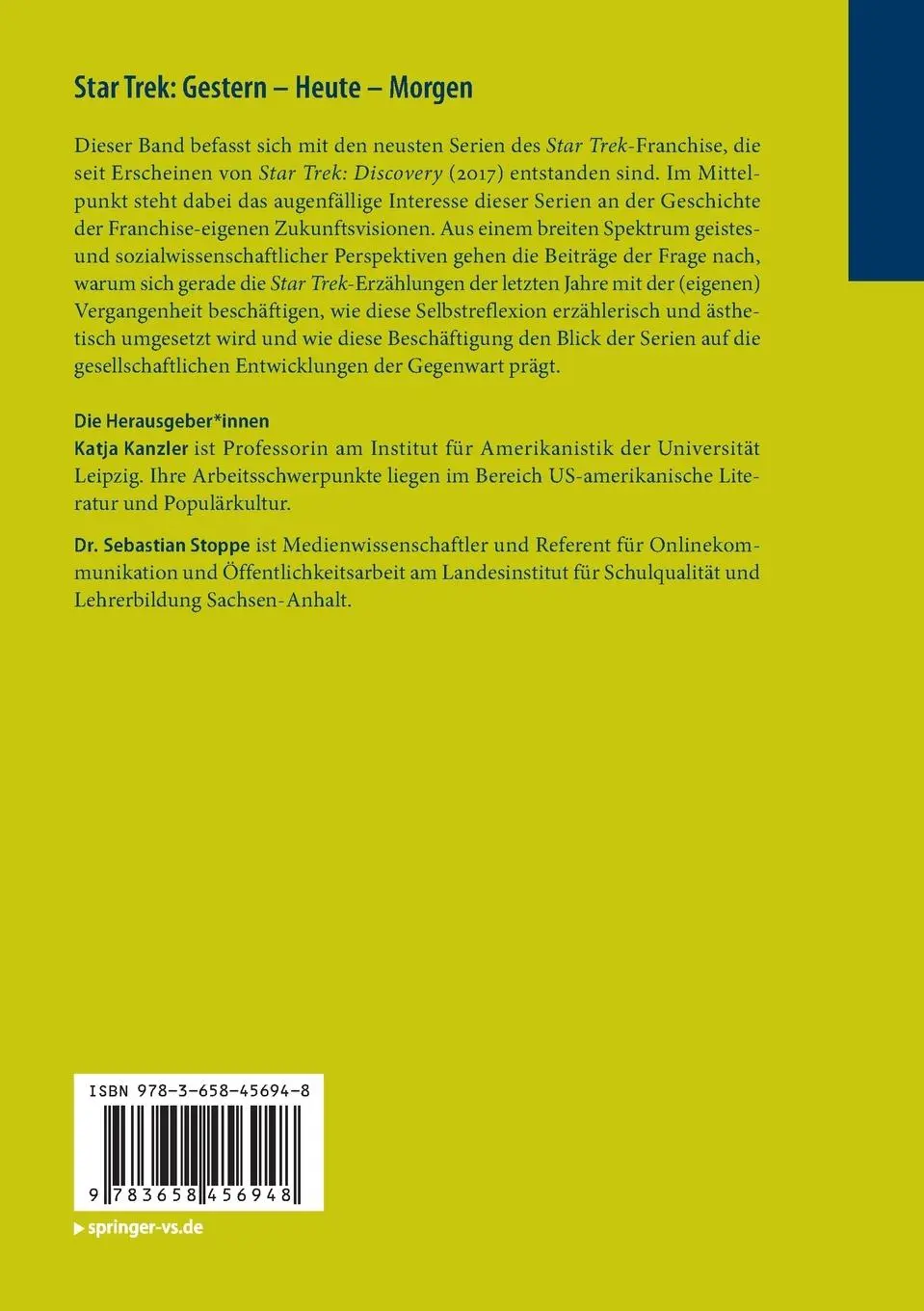 Rückseite: 9783658456948 | Star Trek: Gestern - Heute - Morgen | Sebastian Stoppe (u. a.) | Buch