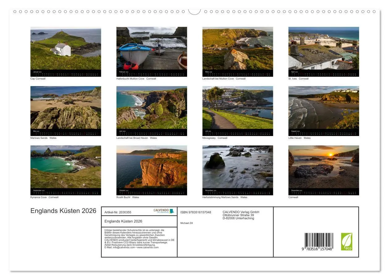 Bild: 9783516157048 | Englands Küsten 2026 (hochwertiger Premium Wandkalender 2026 DIN A2...
