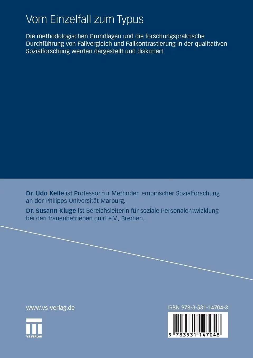 Rückseite: 9783531147048 | Vom Einzelfall zum Typus | Susann Kluge (u. a.) | Taschenbuch | 121 S.