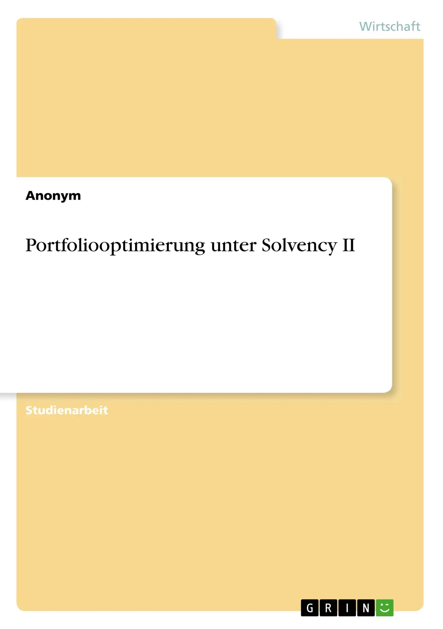 Cover: 9783668937048 | Portfoliooptimierung unter Solvency II | Anonym | Taschenbuch | 32 S.