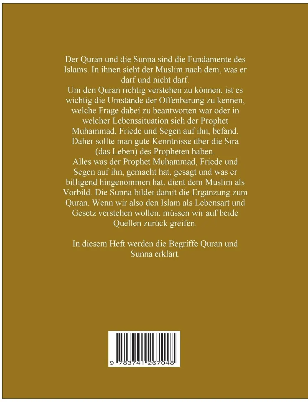 Rückseite: 9783741267048 | Quran &amp; Sunna | Andrea Mohamed Hamroune | Taschenbuch | 36 S. | 2016