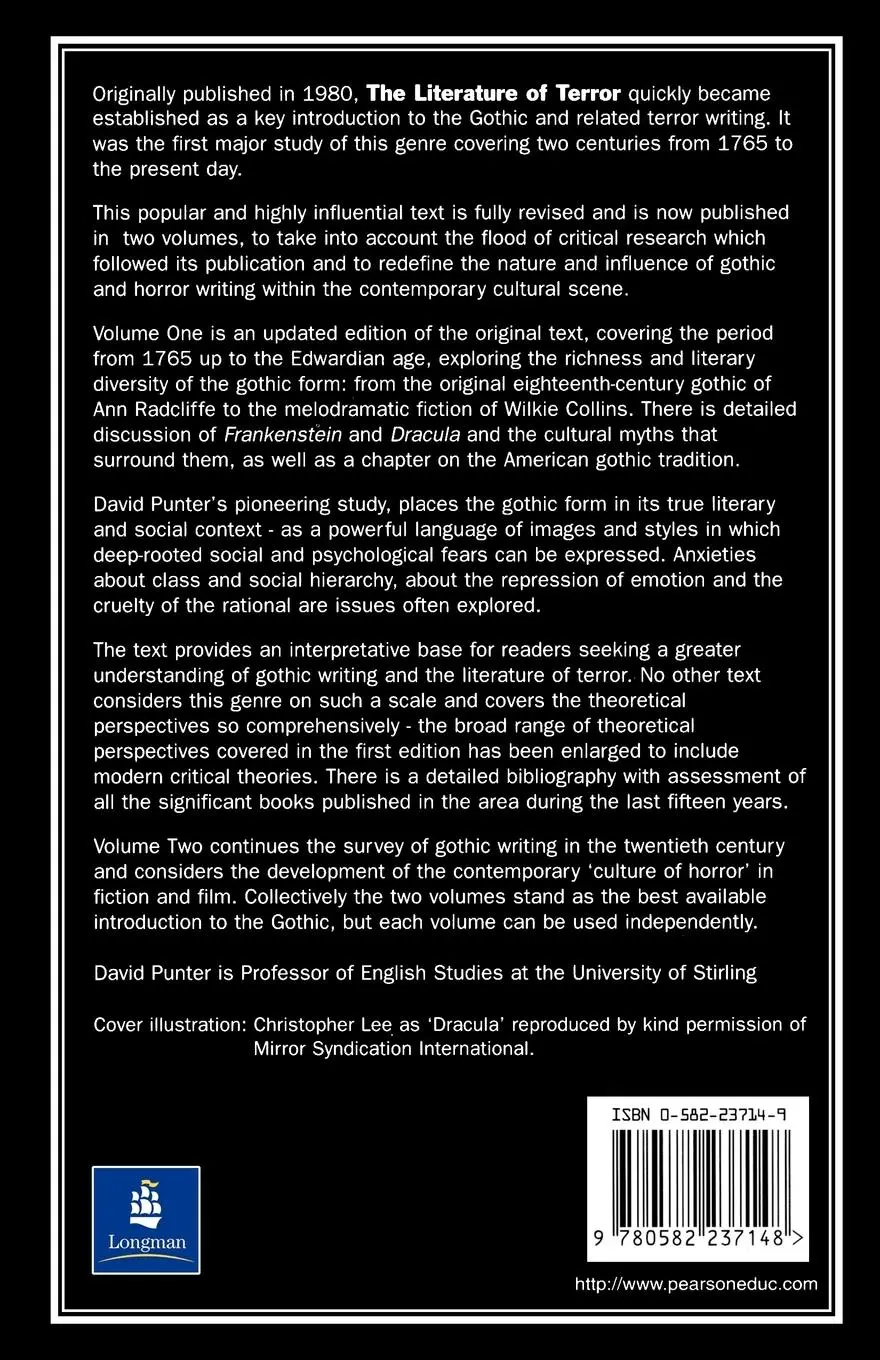 Rückseite: 9780582237148 | The Literature of Terror | Volume 1: The Gothic Tradition | Punter