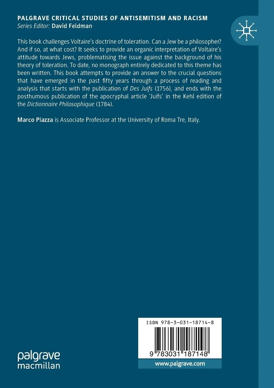 Rückseite: 9783031187148 | Voltaire Against the Jews, or The Limits of Toleration | Marco Piazza