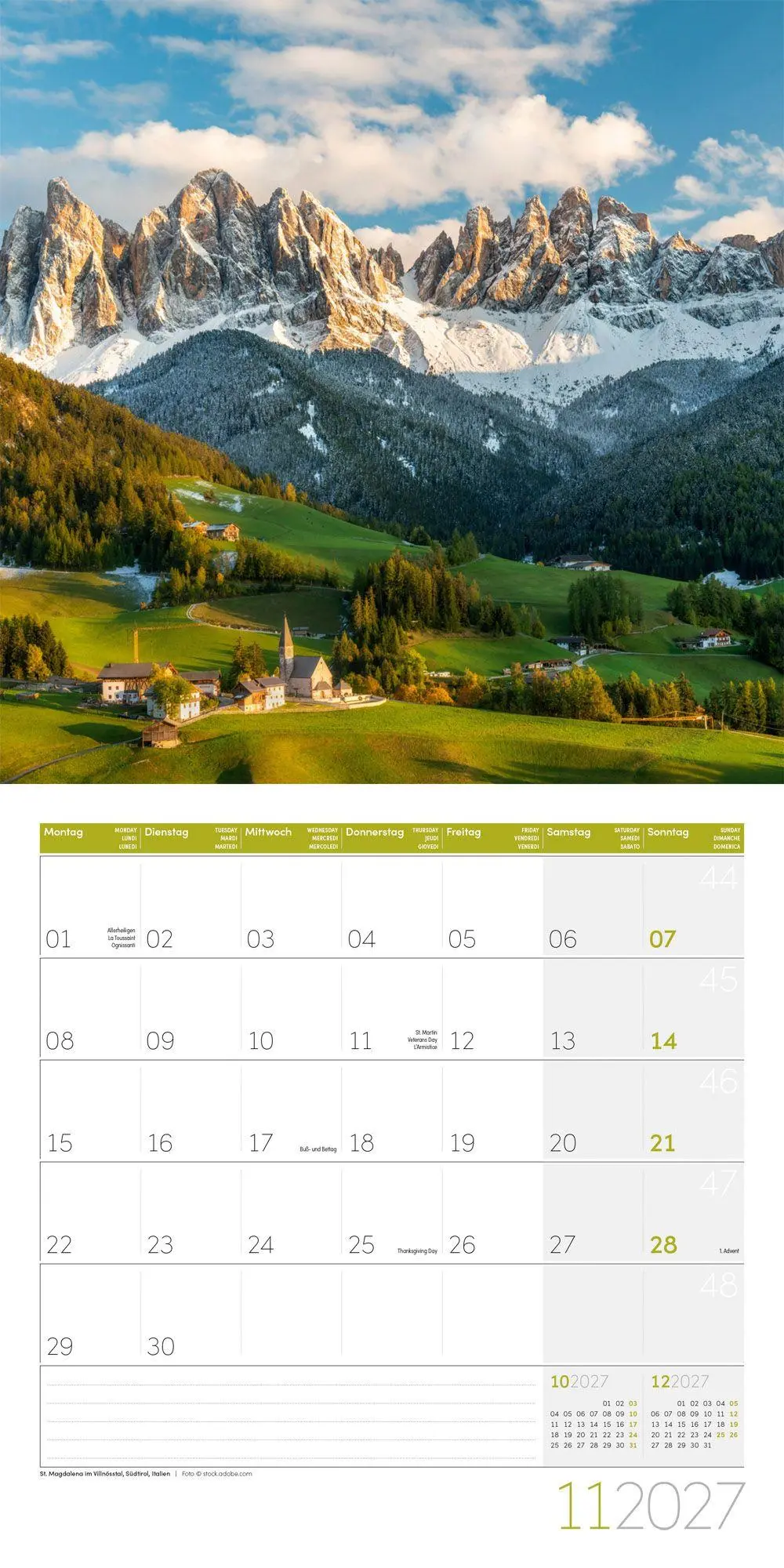 Bild: 9783838447148 | Alpen Kalender 2027 - 30x30 - Art12 | Ackermann Kunstverlag GmbH