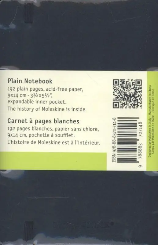 Rückseite: 9788883707148 | Moleskine. Notizbuch blanko klein | Moleskine | Notizbuch | 192 S.