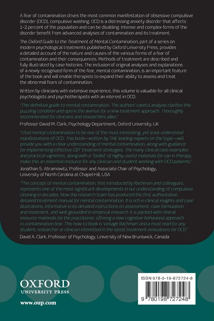 Rückseite: 9780198727248 | Oxford Guide to the Treatment of Mental Contamination | Taschenbuch
