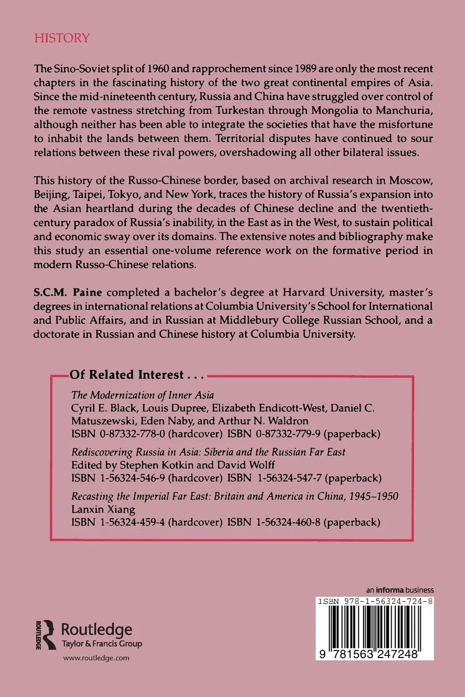Rückseite: 9781563247248 | Imperial Rivals | China, Russia and Their Disputed Frontier | Paine