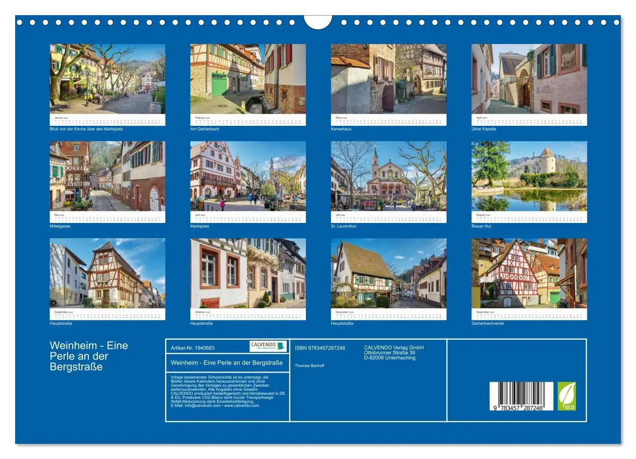 Bild: 9783457287248 | Weinheim - Eine Perle an der Bergstraße (Wandkalender 2026 DIN A3...