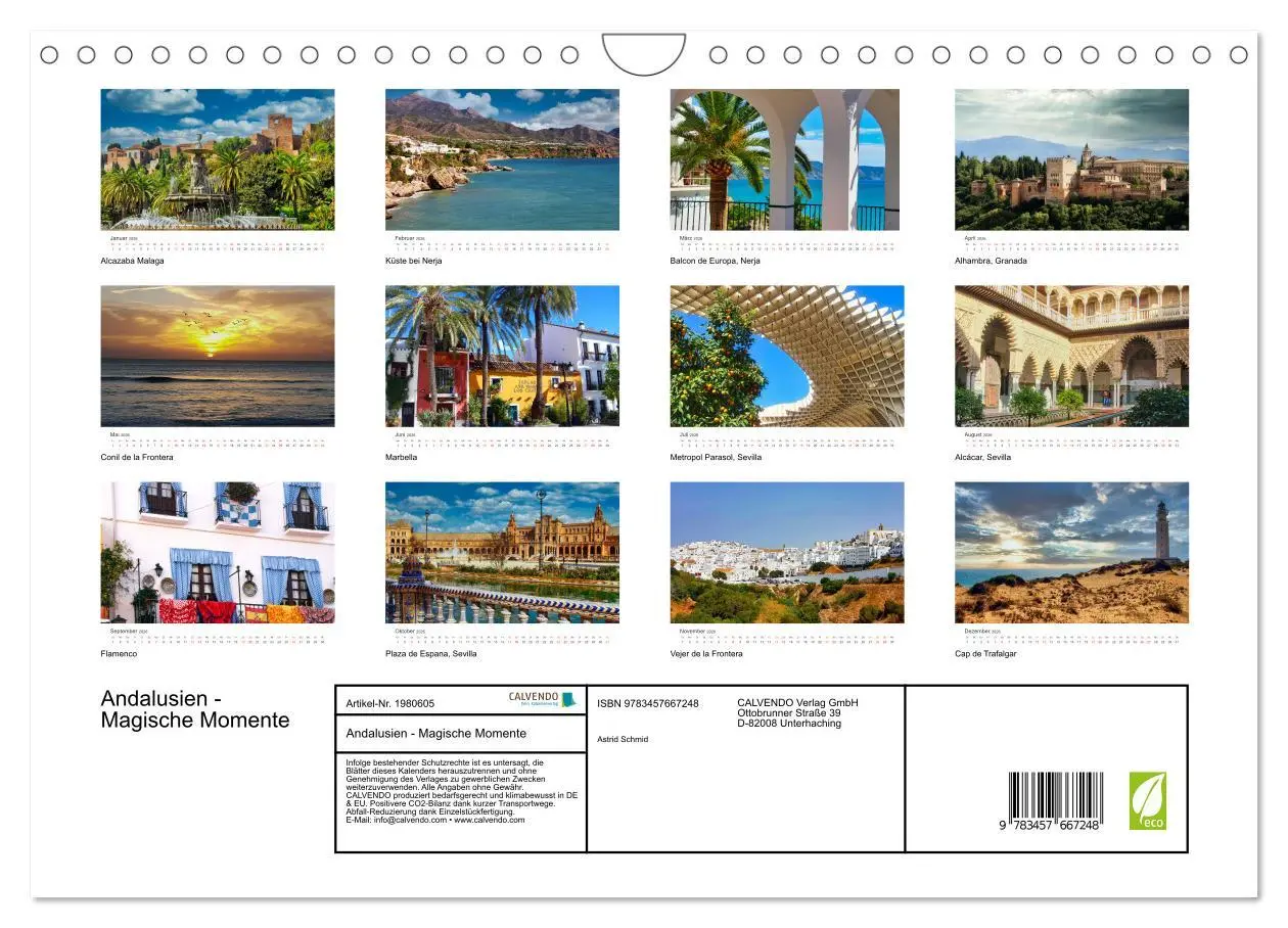 Bild: 9783457667248 | Andalusien - Magische Momente (Wandkalender 2026 DIN A4 quer),...