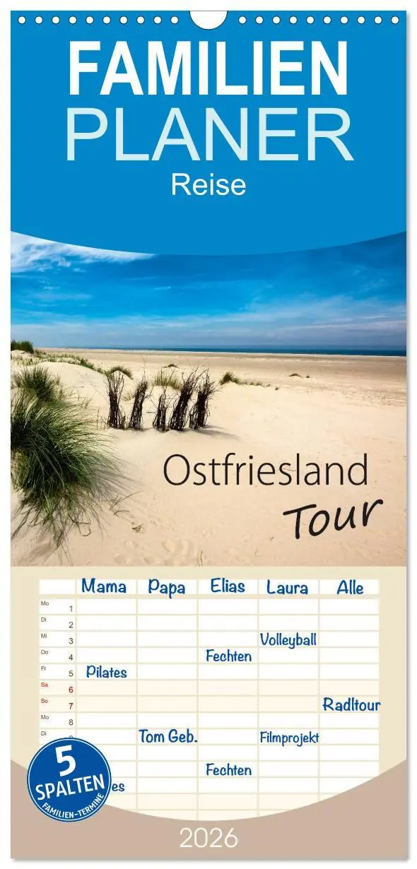 Cover: 9783516517248 | Familienplaner 2026 - Ostfriesland - Tour mit 5 Spalten...
