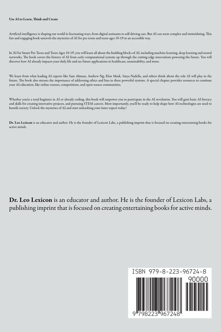Rückseite: 9798223967248 | AI for Smart Pre-Teens and Teens Ages 10-19 | Leo Lexicon | Buch
