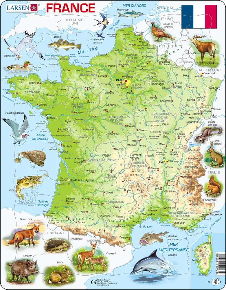 Cover: 7023852107348 | Puzzle - Frankreich (physisch) | Puzzle | 2018 | Larsen
