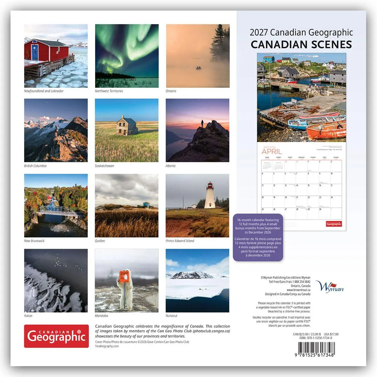 Rückseite: 9781525617348 | Canadian Scenes - Kanadische Landschaften 2027 - 16-Monatskalender