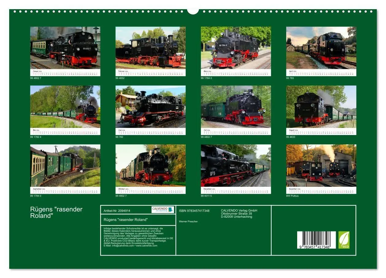 Bild: 9783457417348 | Rügens "rasender Roland" (hochwertiger Premium Wandkalender 2026...