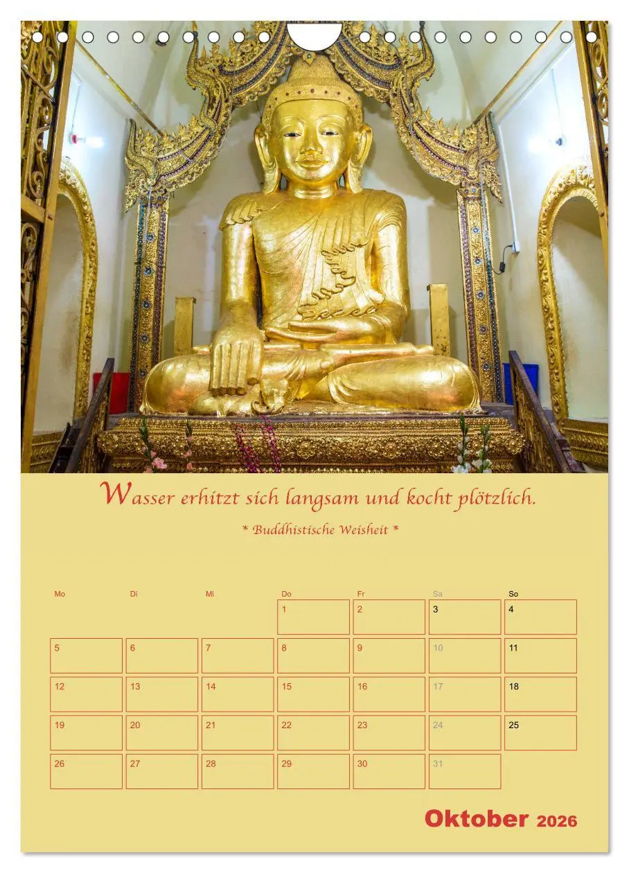 Bild: 9783516367348 | BUDDHA IN GOLD - Mit buddhistischen Sprüchen (Wandkalender 2026 DIN...