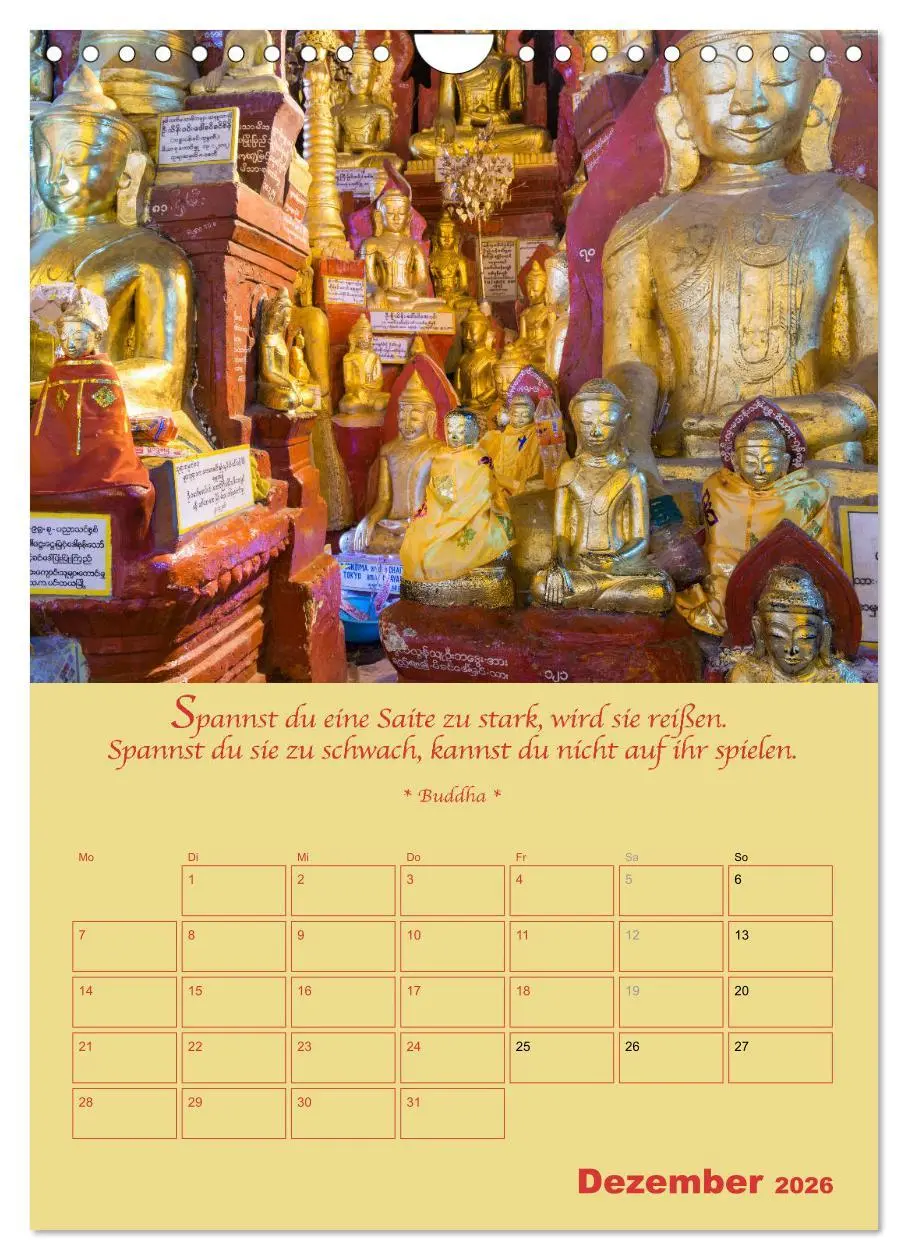 Bild: 9783516367348 | BUDDHA IN GOLD - Mit buddhistischen Sprüchen (Wandkalender 2026 DIN...