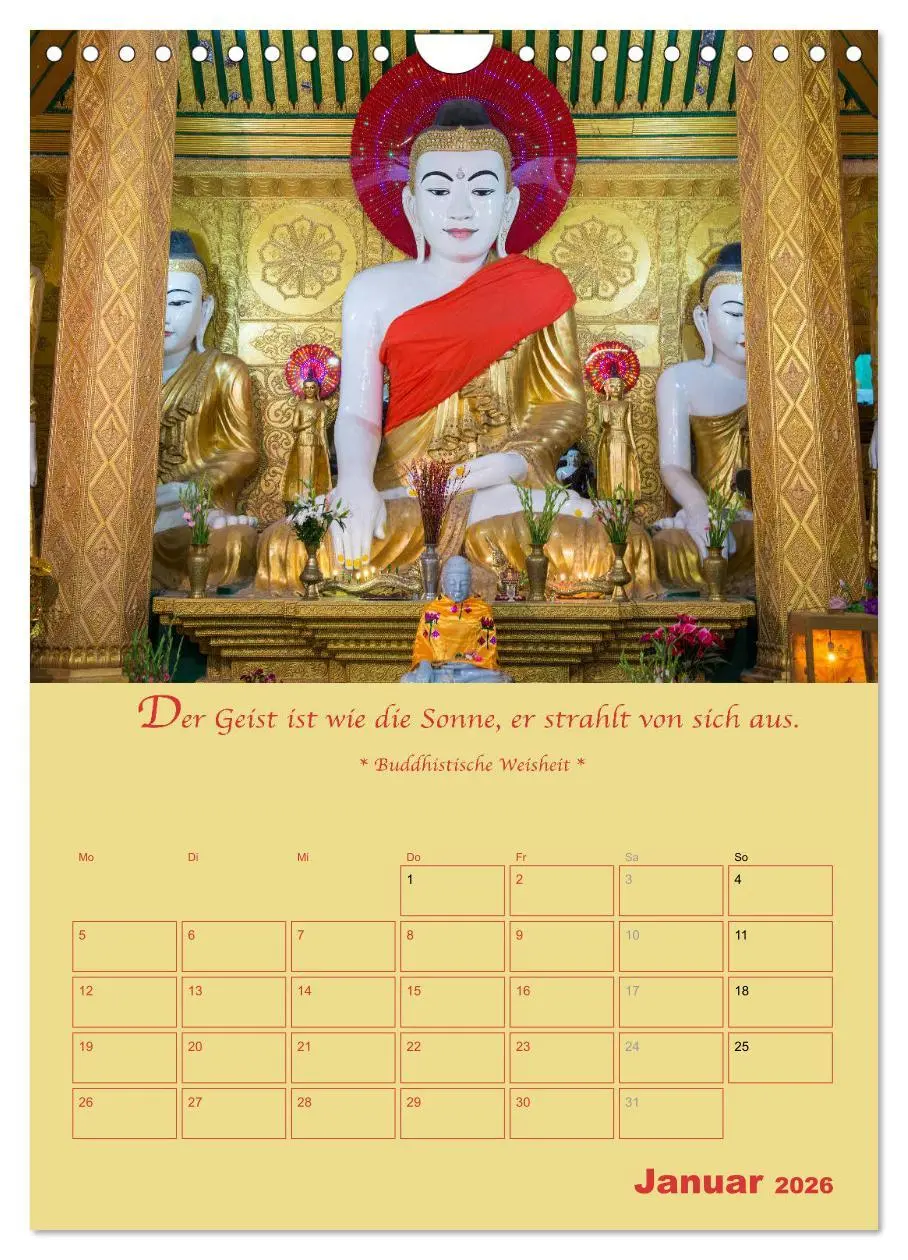 Bild: 9783516367348 | BUDDHA IN GOLD - Mit buddhistischen Sprüchen (Wandkalender 2026 DIN...