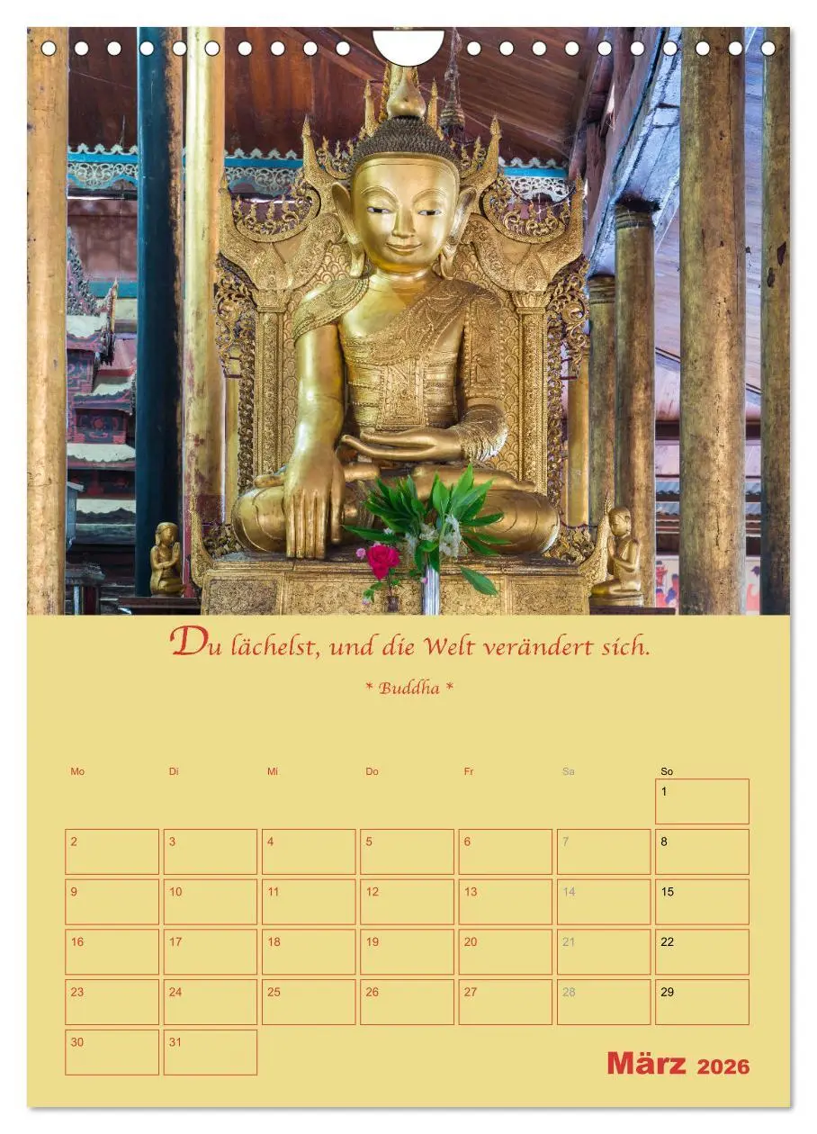 Bild: 9783516367348 | BUDDHA IN GOLD - Mit buddhistischen Sprüchen (Wandkalender 2026 DIN...