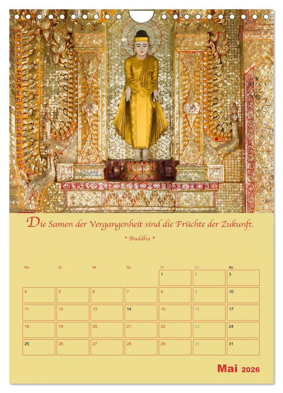 Bild: 9783516367348 | BUDDHA IN GOLD - Mit buddhistischen Sprüchen (Wandkalender 2026 DIN...