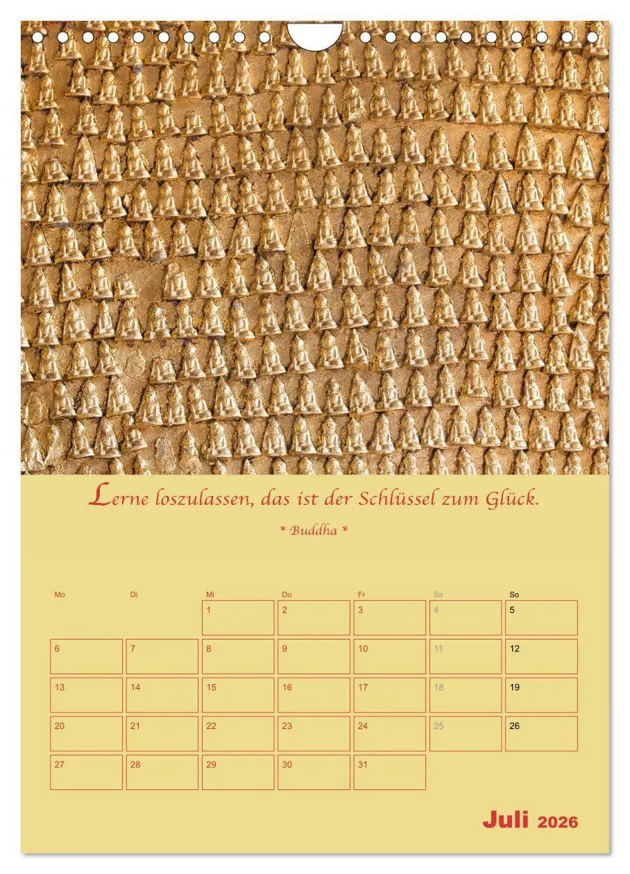 Bild: 9783516367348 | BUDDHA IN GOLD - Mit buddhistischen Sprüchen (Wandkalender 2026 DIN...