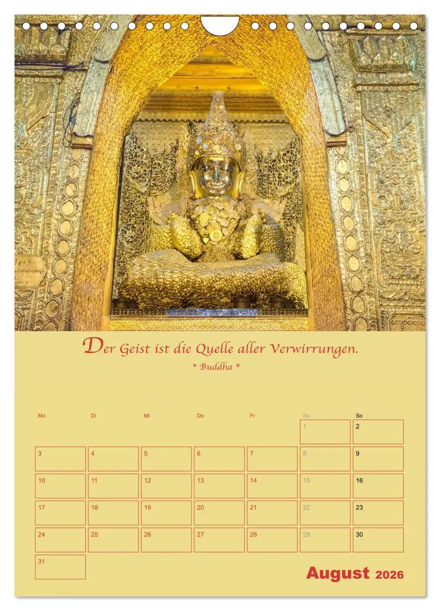 Bild: 9783516367348 | BUDDHA IN GOLD - Mit buddhistischen Sprüchen (Wandkalender 2026 DIN...