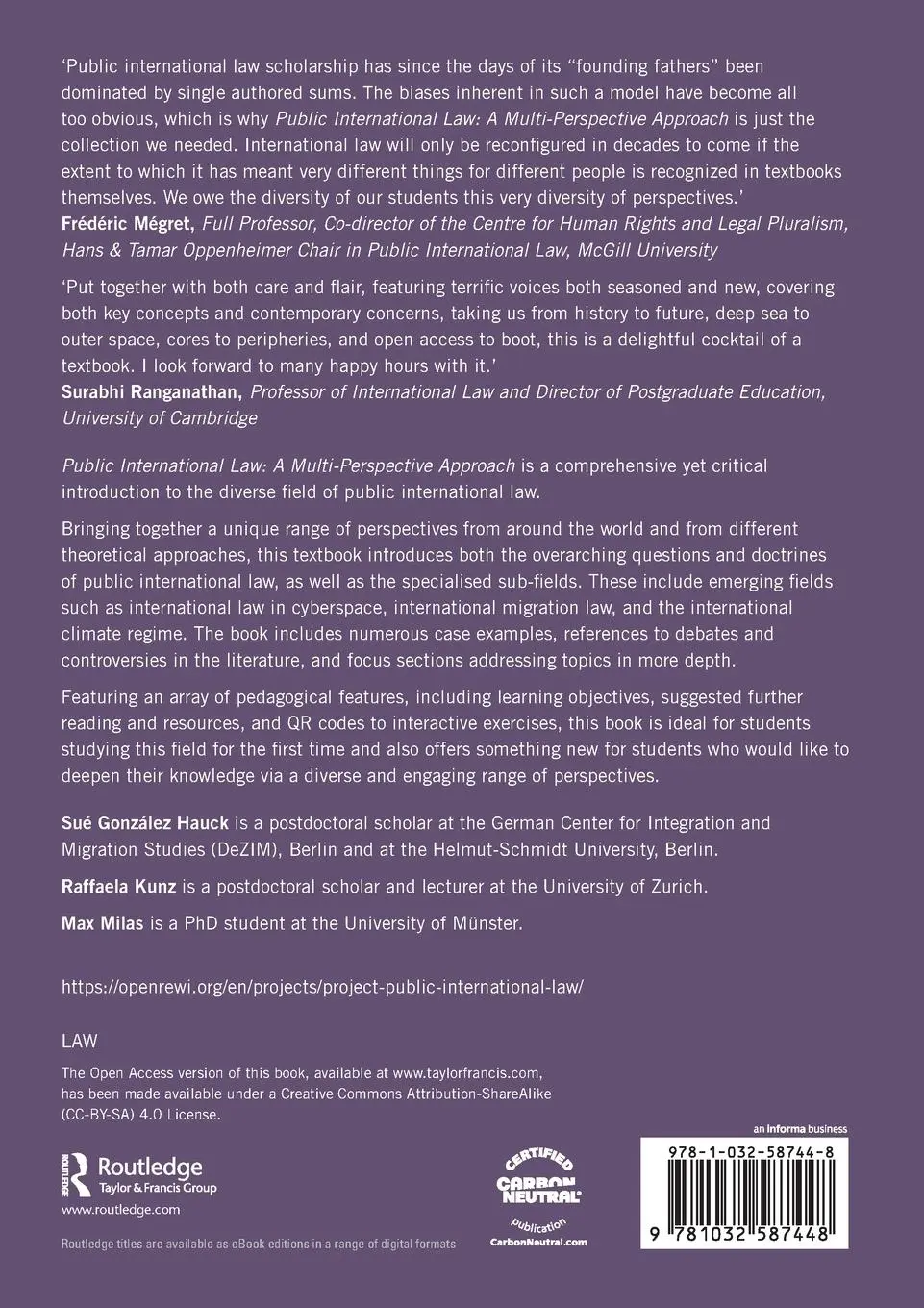 Rückseite: 9781032587448 | Public International Law | A Multi-Perspective Approach | Taschenbuch