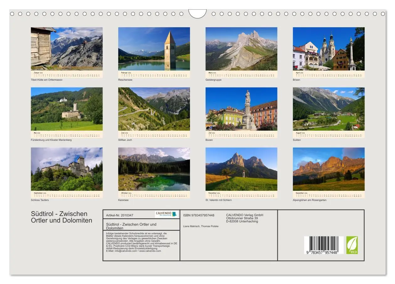 Bild: 9783457957448 | Südtirol - Zwischen Ortler und Dolomiten (Wandkalender 2026 DIN A3...