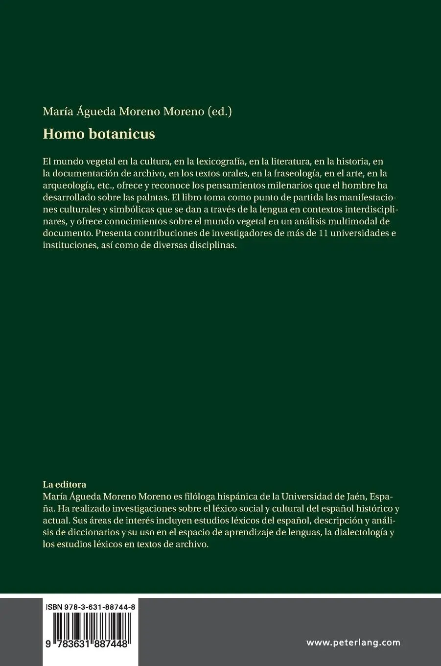 Rückseite: 9783631887448 | Homo botanicus | Lengua, cultura y símbolos del mundo vegetal | Moreno