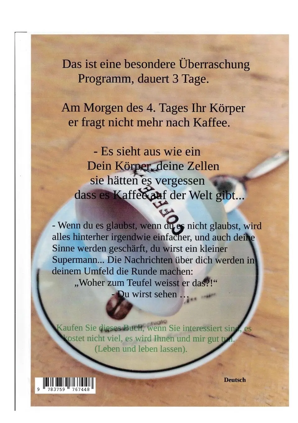 Rückseite: 9783759767448 | leicht mit den kaffee aufhören | das kaffeesucht zu lösen | Keszthelyi