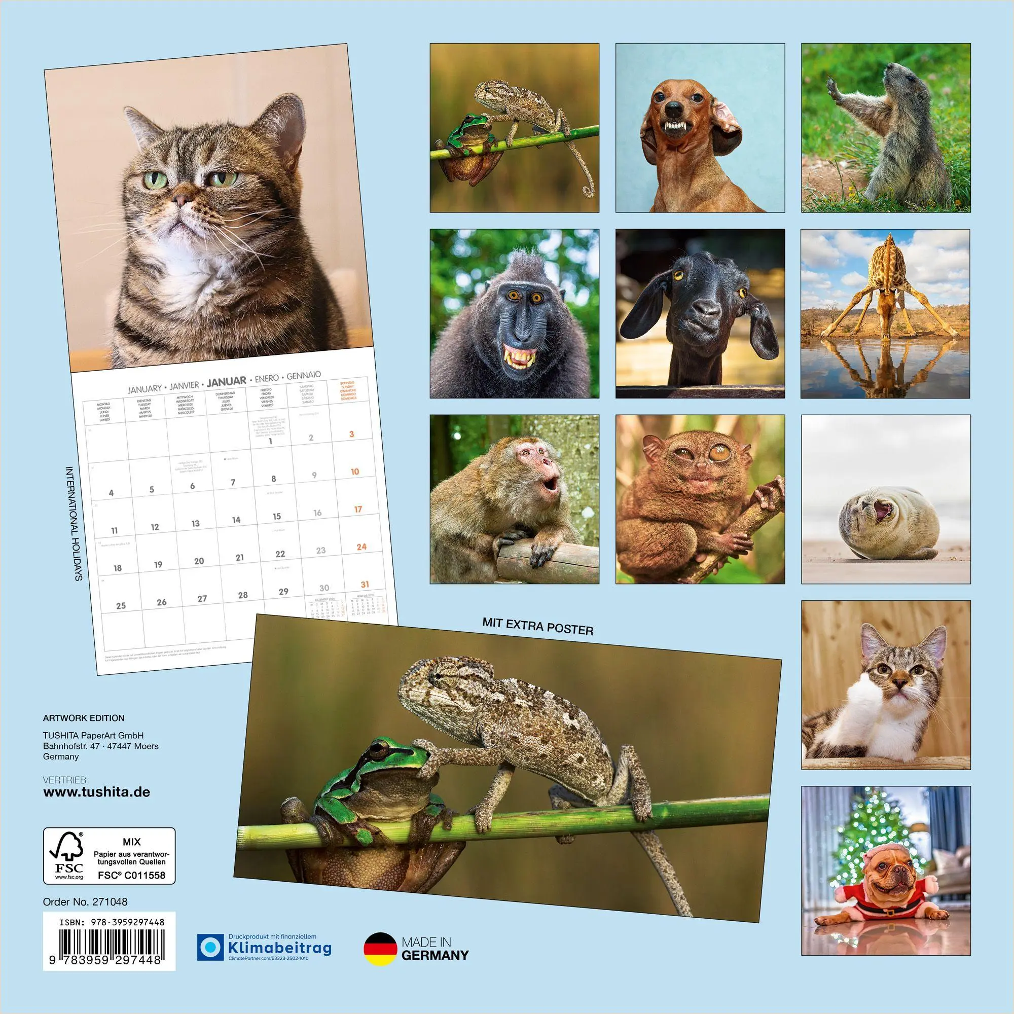 Rückseite: 9783959297448 | Lustige Tiere / Funny Animals 2027 | Kalender 2027 | Kalender | 28 S.