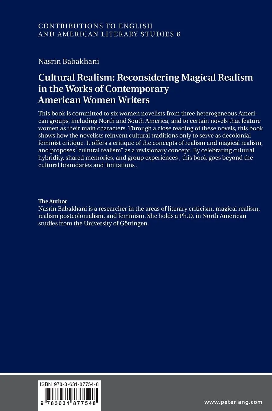 Rückseite: 9783631877548 | Cultural Realism: Reconsidering Magical Realism in the Works of...
