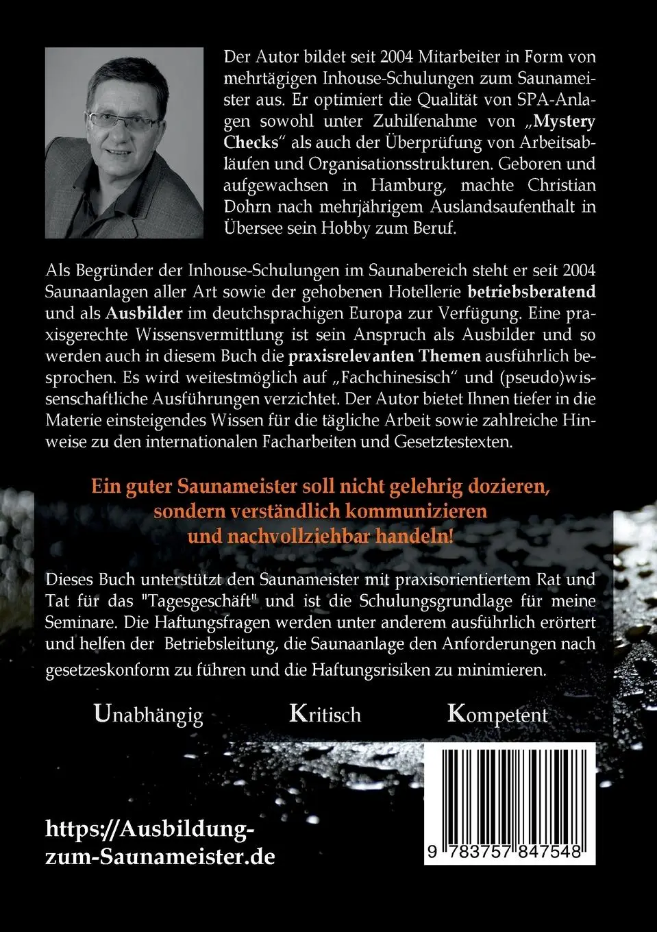 Rückseite: 9783757847548 | Ausbildung zum Saunameister | Christian Dohrn | Taschenbuch | 320 S.