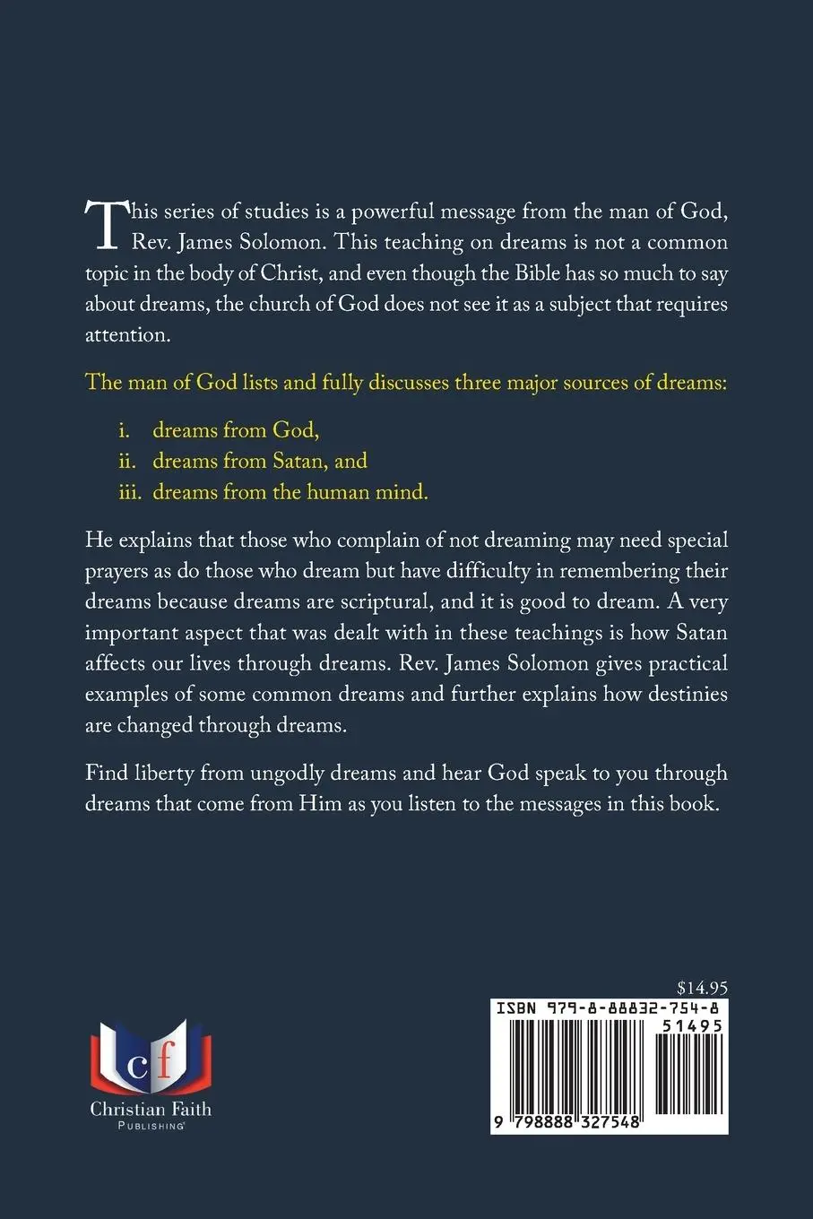 Rückseite: 9798888327548 | Demonic Manipulation in Dreams | Rev. James Solomon | Taschenbuch