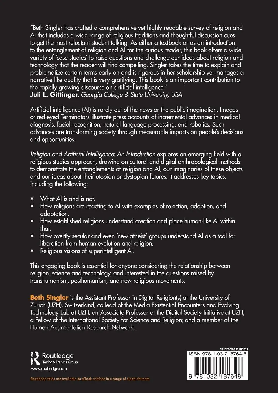 Rückseite: 9781032187648 | Religion and Artificial Intelligence | An Introduction | Beth Singler
