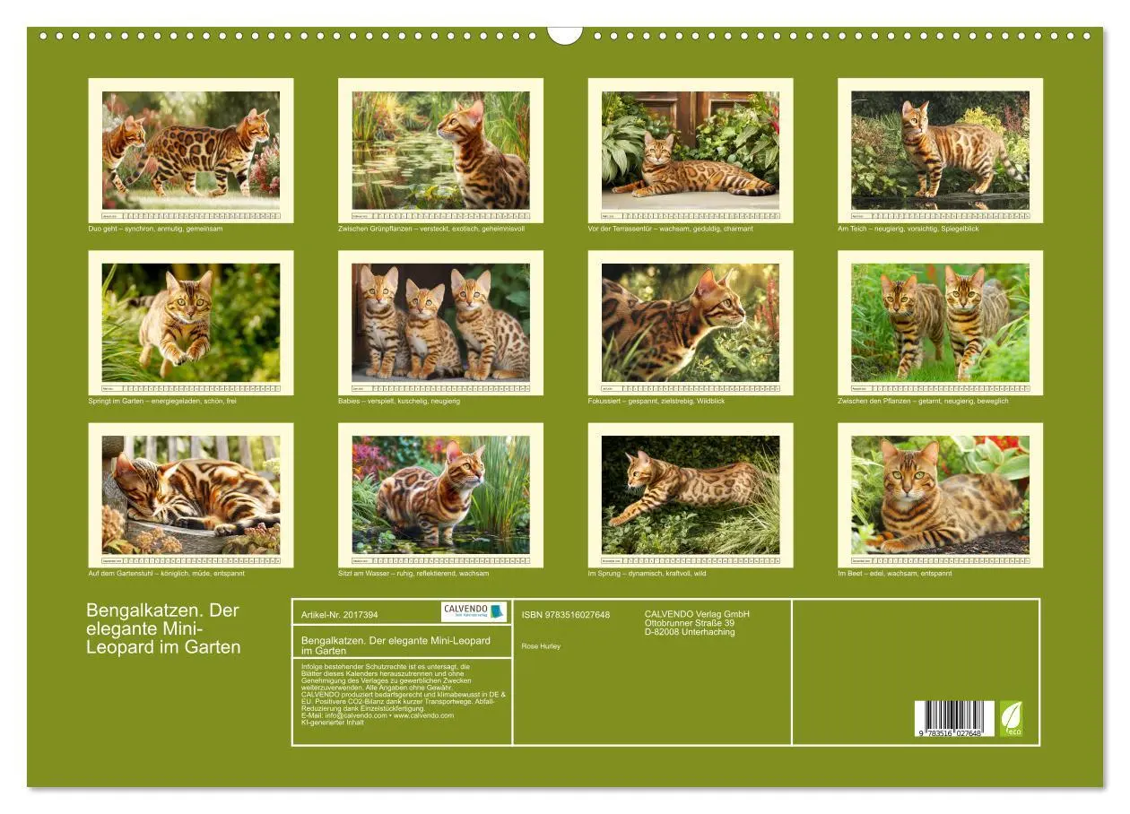 Bild: 9783516027648 | Bengalkatzen. Der elegante Mini-Leopard im Garten (Wandkalender...