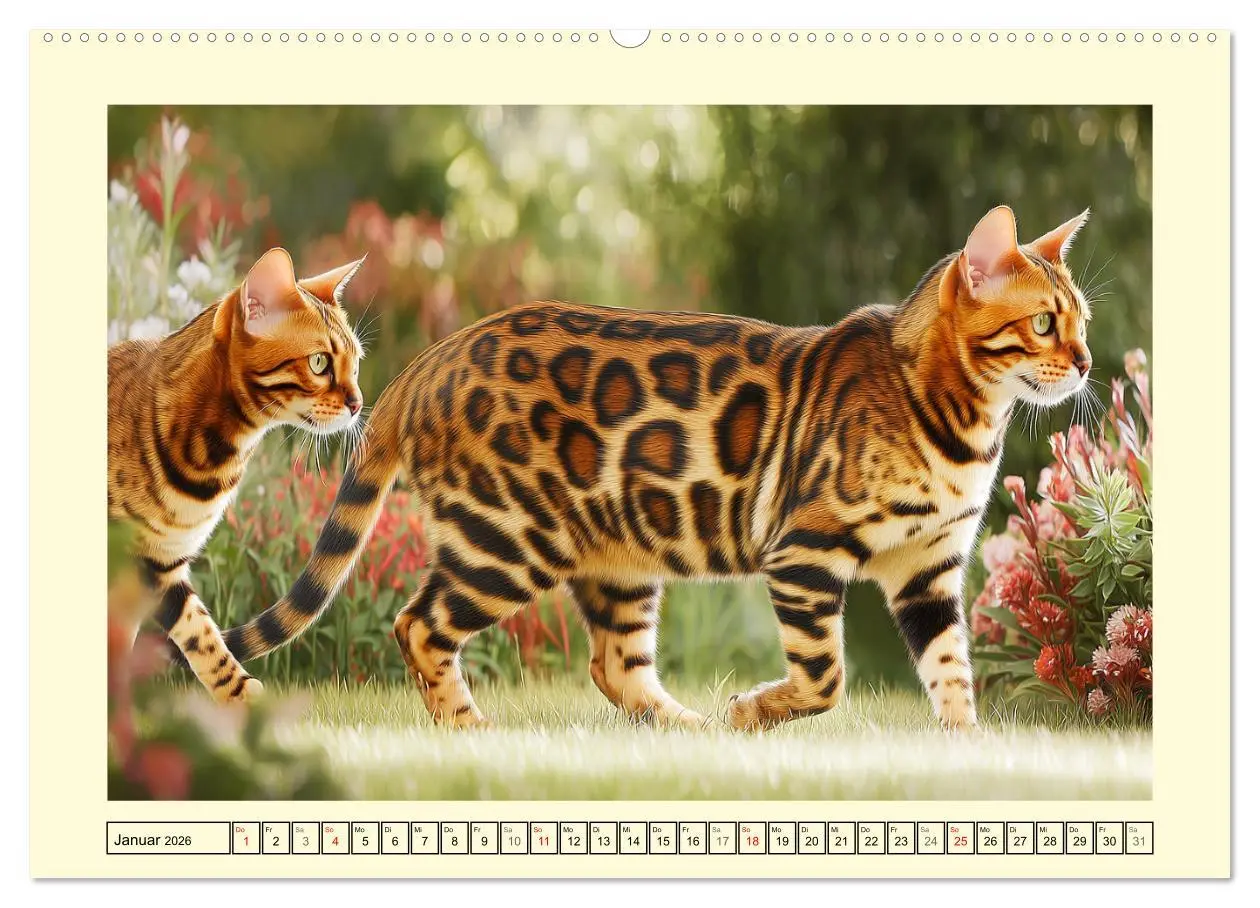 Bild: 9783516027648 | Bengalkatzen. Der elegante Mini-Leopard im Garten (Wandkalender...