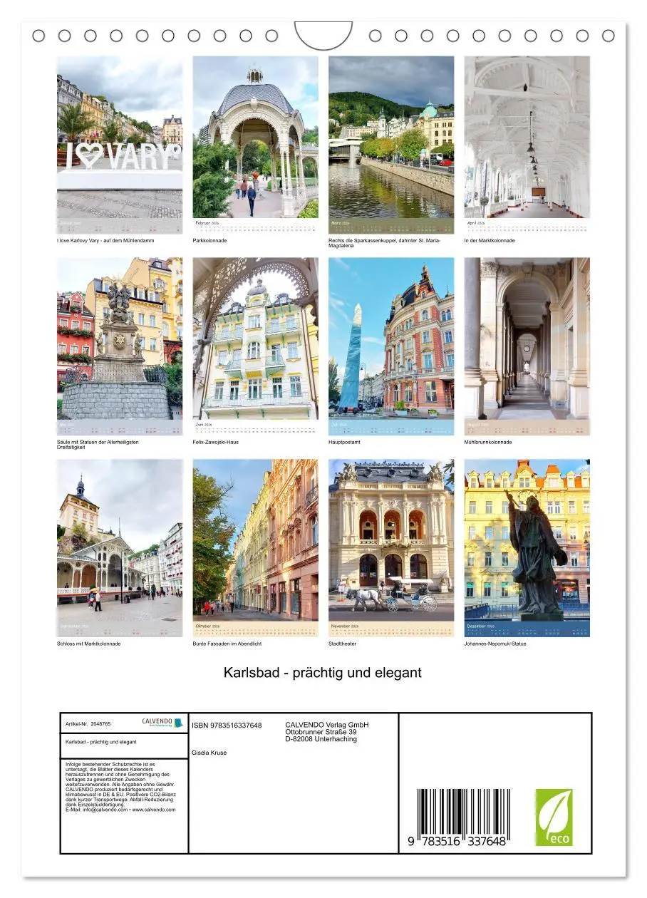Bild: 9783516337648 | Karlsbad - prächtig und elegant (Wandkalender 2026 DIN A4 hoch),...